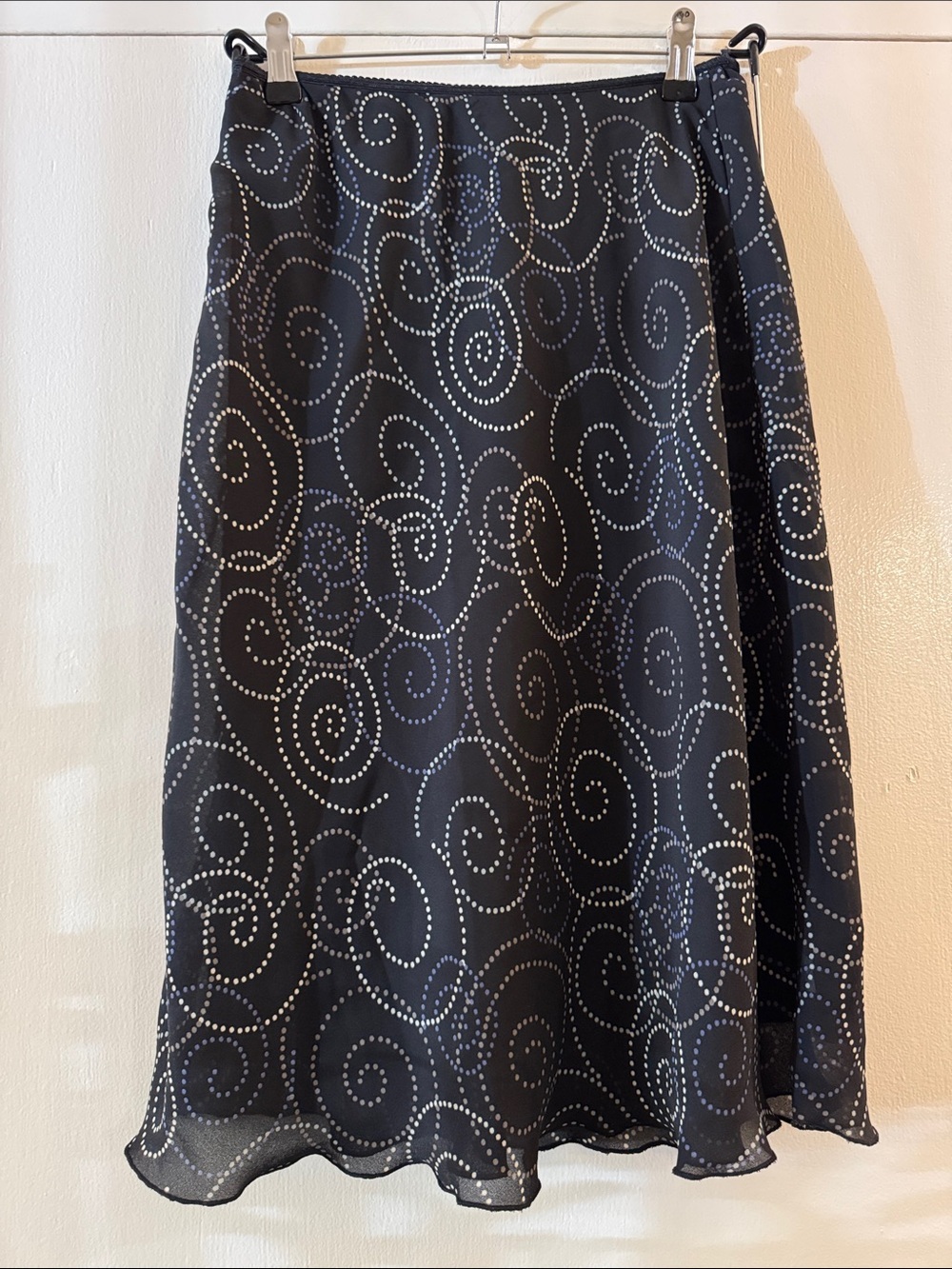 Vintage y2k jonathan martin Black Swirl Dot A-Line knee length Skirt small
